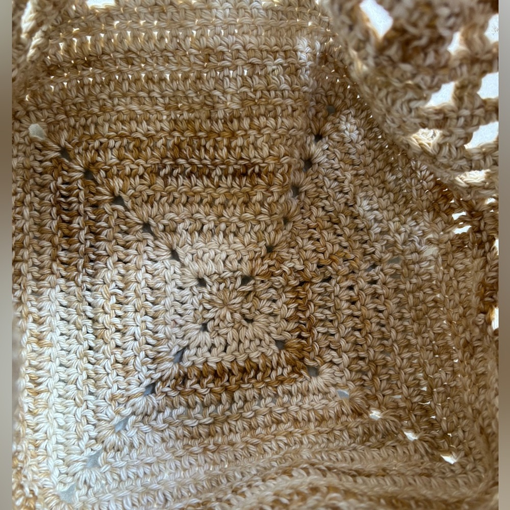 Handmade Crochet Shoulder Bag in Cream & Tan - Picture 5 of 8